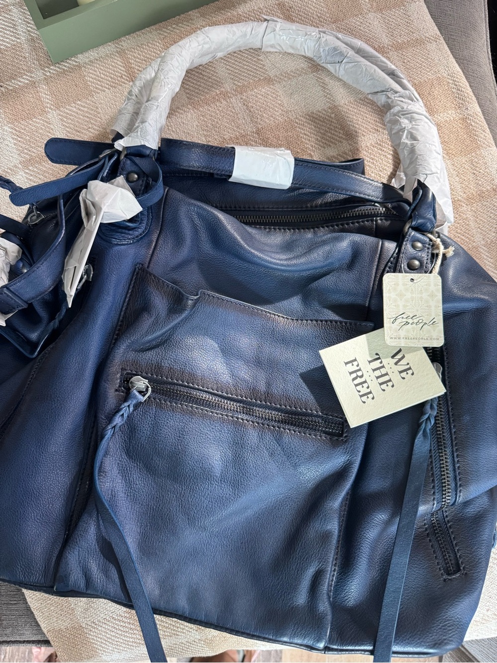New - Free People Large Emerson Tote - Dark Rinse